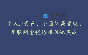 个人IP资产，小团队高变现，互联网全链路赚QIAN实战