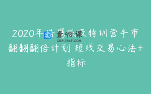 2020年猎鹰低吸特训营牛市翻翻翻倍计划 短线交易心法+指标
