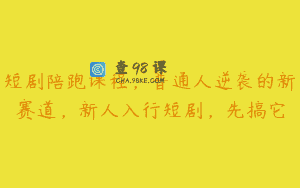 短剧陪跑课程，普通人逆袭的新赛道，新人入行短剧，先搞它
