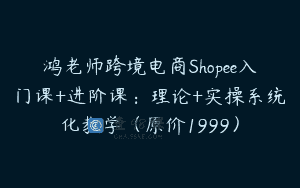 鸿老师跨境电商Shopee入门课+进阶课：理论+实操系统化教学（原价1999）