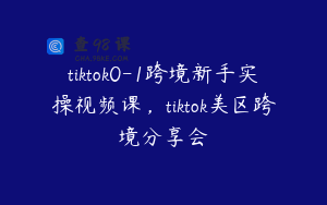 tiktok0-1跨境新手实操视频课，tiktok美区跨境分享会