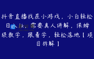 抖音直播找茬小游戏，小白轻松日入1k，需要真人讲解，保姆级教学，跟着学，轻松落地【项目拆解】