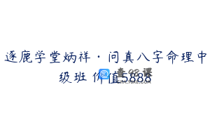 逐鹿学堂炳祥·问真八字命理中级班 价值5888