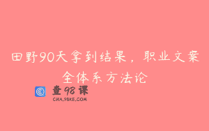 田野90天拿到结果，职业文案全体系方法论