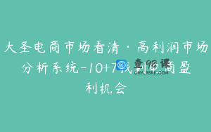 大圣电商市场看清·高利润市场分析系统-10+7找到电商盈利机会