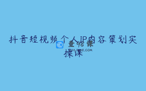 抖音短视频个人IP内容策划实操课