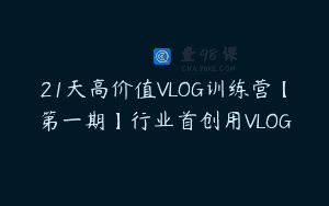 21天高价值VLOG训练营【第一期】行业首创用VLOG