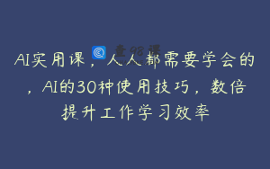 AI实用课，人人都需要学会的，AI的30种使用技巧，数倍提升工作学习效率
