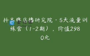 抖品牌店播研究院·5天流量训练营（1-2期），价值2980元