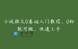 小说推文0基础入门教程，0粉就可做，快速上手
