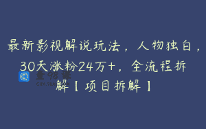 最新影视解说玩法，人物独白，30天涨粉24万+，全流程拆解【项目拆解】