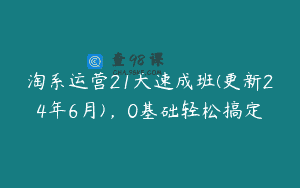 淘系运营21天速成班(更新24年6月)，0基础轻松搞定