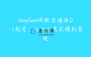 DeepSeek赋能自媒体0-1起号，从AI工具实操到变现