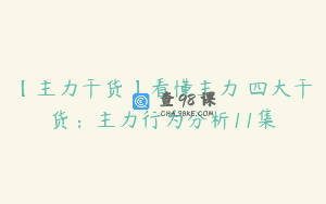 【主力干货】看懂主力 四大干货：主力行为分析11集