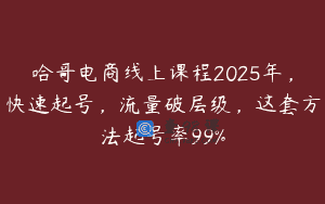 哈哥电商线上课程2025年，快速起号，流量破层级，这套方法起号率99%