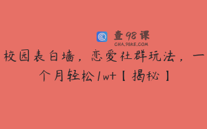 校园表白墙，恋爱社群玩法，一个月轻松1w+【揭秘】