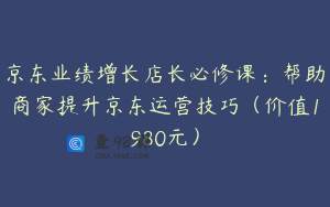 京东业绩增长店长必修课：帮助商家提升京东运营技巧（价值1980元）