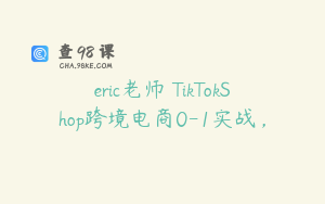 eric老师・TikTokShop跨境电商0-1实战，
