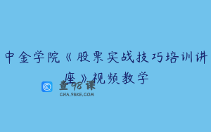 中金学院《股票实战技巧培训讲座》视频教学