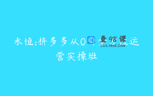 永恒:拼多多从0-1全方位运营实操班