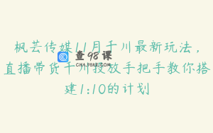 枫芸传媒11月千川最新玩法，直播带货千川投放手把手教你搭建1:10的计划