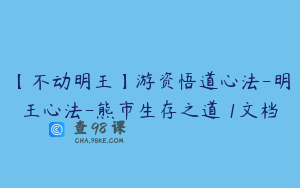 【不动明王】游资悟道心法-明王心法-熊市生存之道 1文档