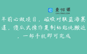 年前必做项目，磁吸对联蓝海赛道，傻瓜式操作复制粘贴纯搬运，一部手机即可完成