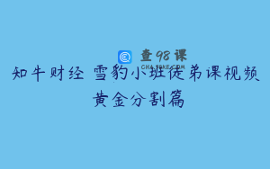 知牛财经 雪豹小班徒弟课视频 黄金分割篇