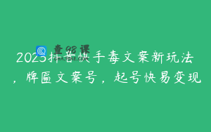 2023抖音快手毒文案新玩法，牌匾文案号，起号快易变现