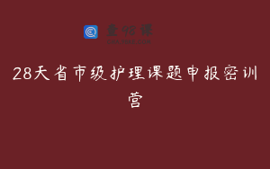 28天省市级护理课题申报密训营