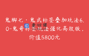 鬼脚七·鬼式标签叠加玩法6.0-鬼哥标签玩法强化高效版，价值5800元