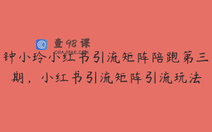 钟小玲小红书引流矩阵陪跑第三期，小红书引流矩阵引流玩法