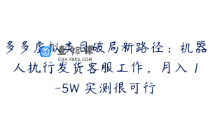多多虚拟类目破局新路径：机器人执行发货客服工作，月入 1-5W 实测很可行
