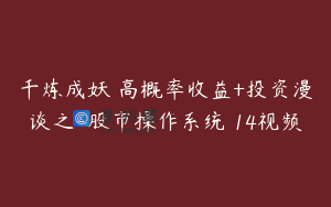 千炼成妖 高概率收益+投资漫谈之-股市操作系统 14视频