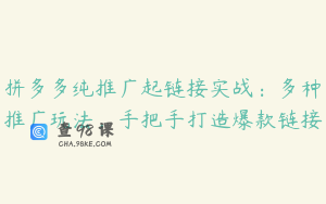 拼多多纯推广起链接实战：多种推广玩法，手把手打造爆款链接