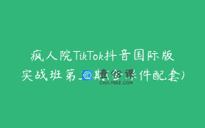 疯人院TikTok抖音国际版实战班第三期(含课件配套)