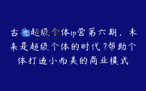 古典超级个体ip营第六期，未来是超级个体的时代 ?帮助个体打造小而美的商业模式