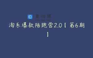 淘系爆款陪跑营2.0【第6期】