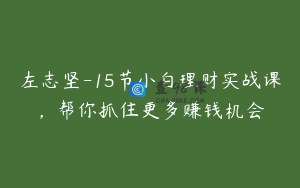 左志坚-15节小白理财实战课，帮你抓住更多赚钱机会