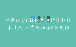 捕捉15分K日内单边行情的技术技巧 日内纵横术PDF文档