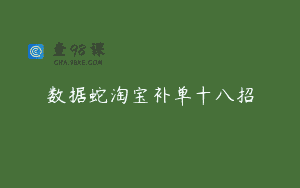数据蛇淘宝补单十八招