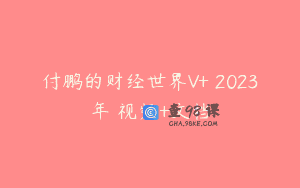 付鹏的财经世界V+ 2023年 视频+文档