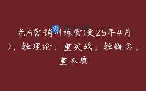 老A营销训练营(更25年4月),轻理论,重实战,轻概念,重本质