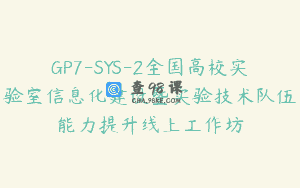 GP7-SYS-2全国高校实验室信息化建设暨实验技术队伍能力提升线上工作坊