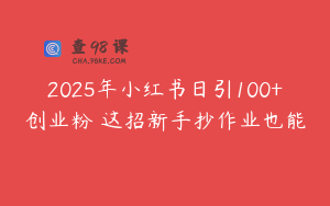 2025年小红书日引100+创业粉 这招新手抄作业也能