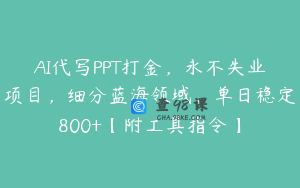 AI代写PPT打金，永不失业项目，细分蓝海领域，单日稳定800+【附工具指令】