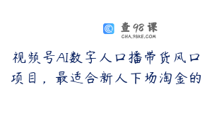 视频号AI数字人口播带货风口项目，最适合新人下场淘金的