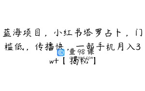 蓝海项目，小红书塔罗占卜，门槛低，传播快，一部手机月入3w+【揭秘】