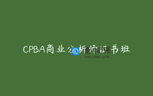 CPBA商业分析师证书班