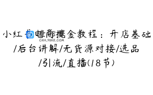 小红书电商揽金教程：开店基础/后台讲解/无货源对接/选品/引流/直播(18节)